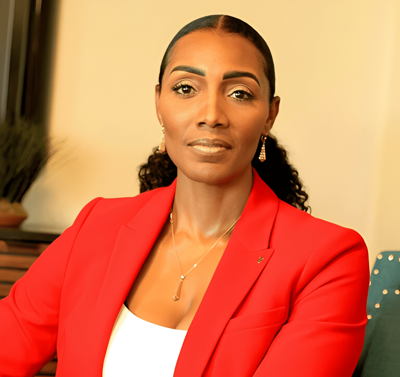 Professional woman in red blazer