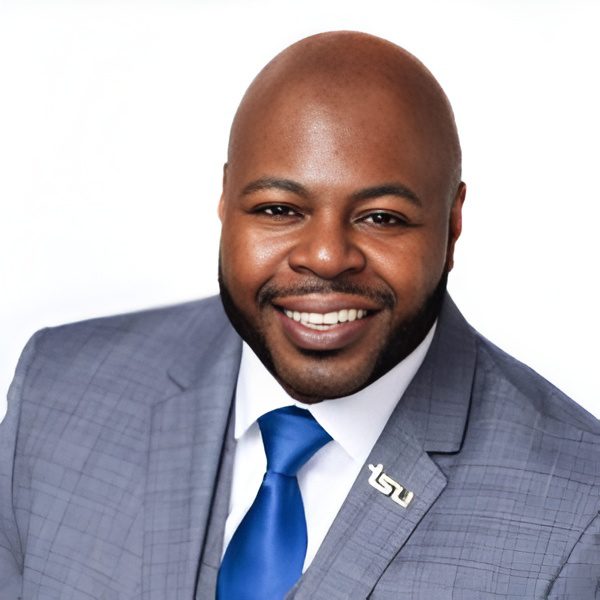 Professional man in blue tie