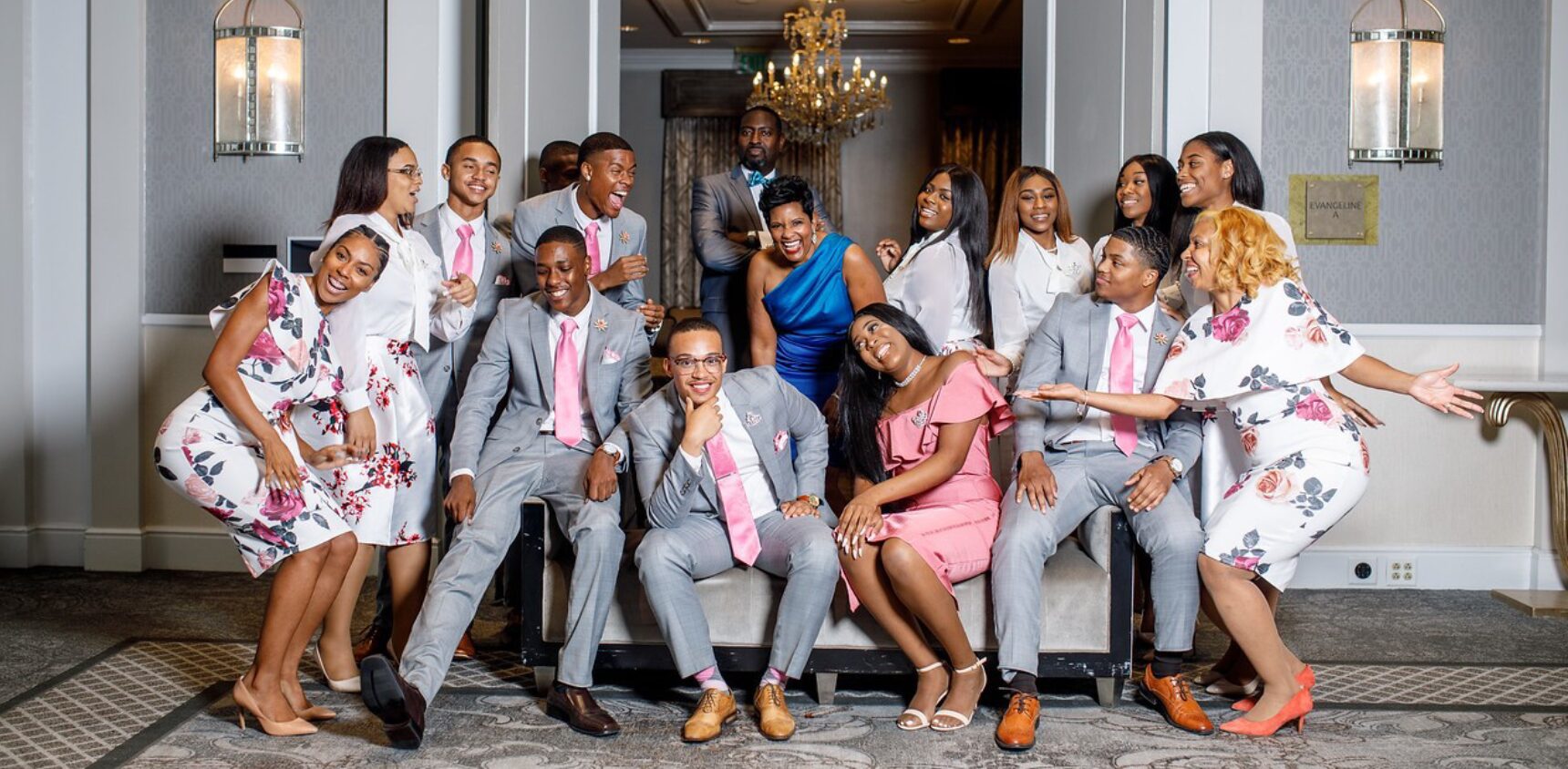 Smiling guests in a stylish gathering