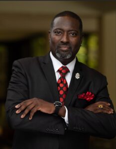 Businessman wearing polka dot tie