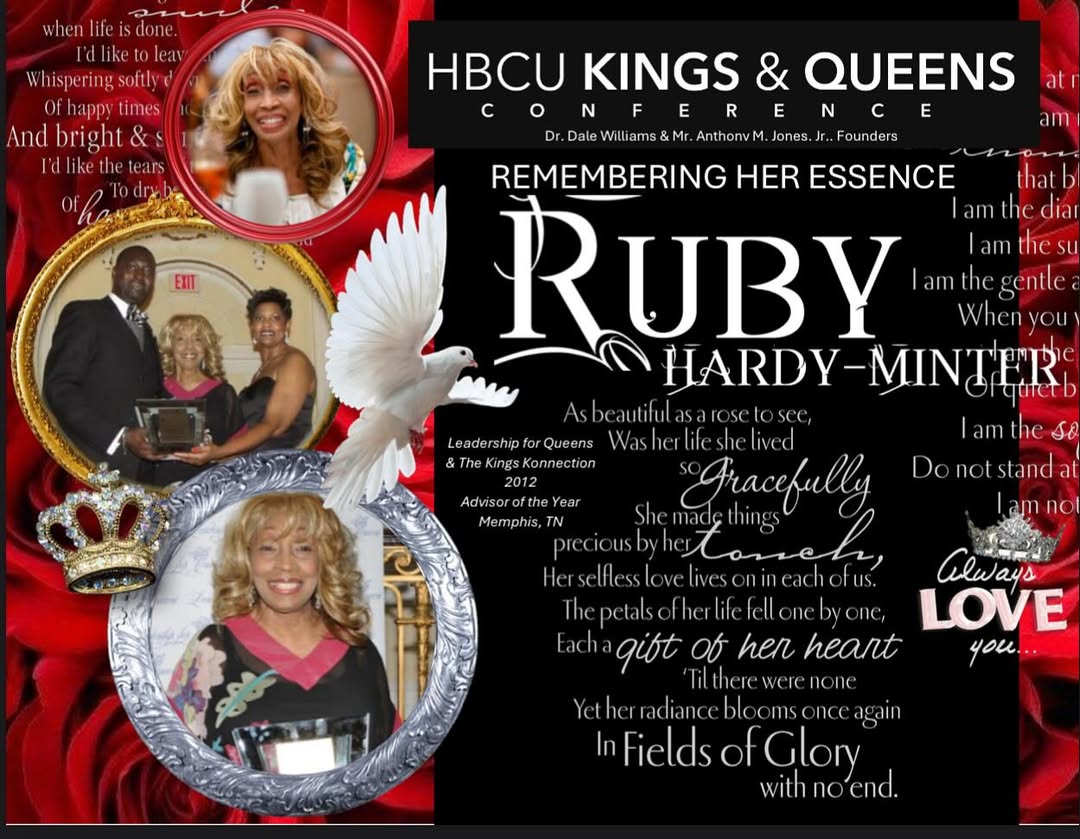 Memorial tribute to Ruby Hardy-Minns with photos and elegant design.